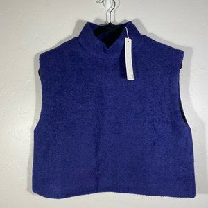 Line and Dot Mock Neck Sleeveless Wool Sweater Cropped Boxy